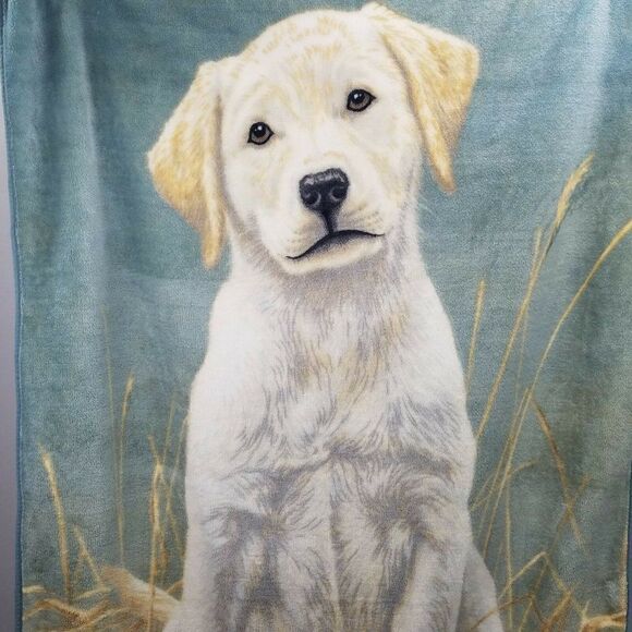 James Hautman Yellow Labrador Retriever Fleece Throw Blanket Northwest Co Puppy - Picture 9 of 9